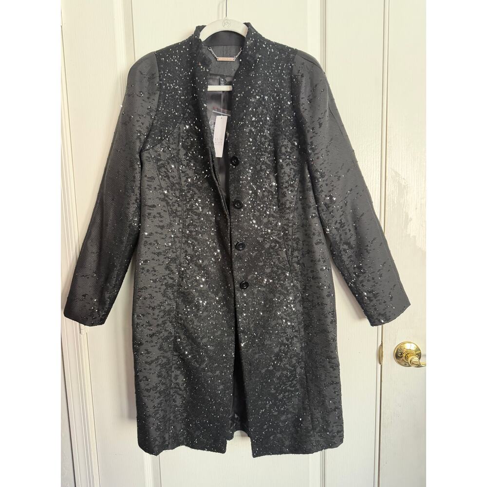 White House Black Market Ombre Sequin Coat Black NWT Medium Jacket Size M - Picture 8 of 15